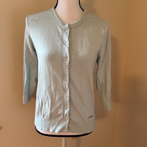 *ELLEN TRACY* Light Blue Button Down Fashion Cardigan Size Medium - Picture 1 of 9